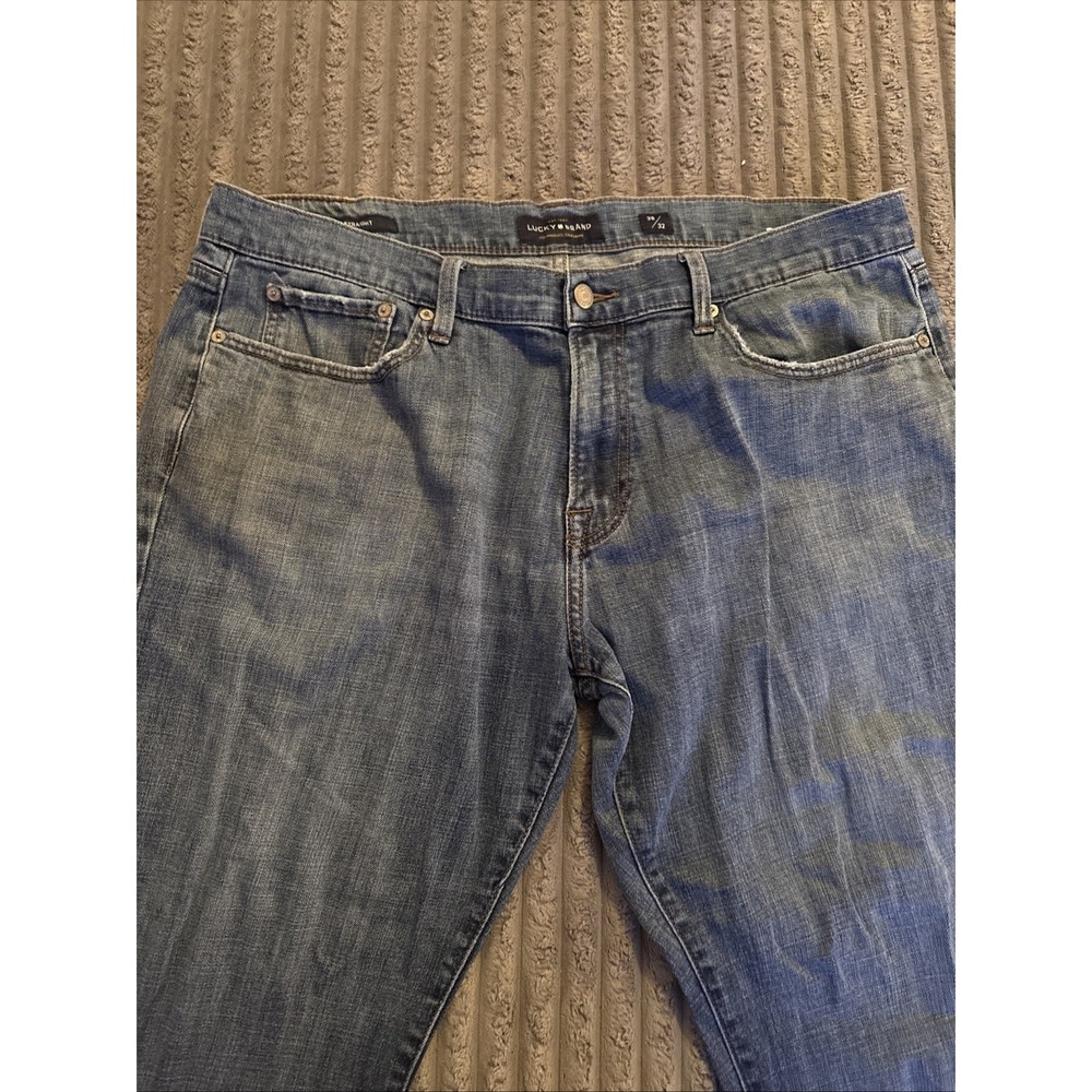 Lucky Brand 221 Original Straight Jeans Mens 38x32 Blue Medium Wash Denim